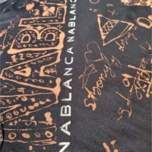 black t-shirt with handmade Paris city inspired graphics all over with bleach