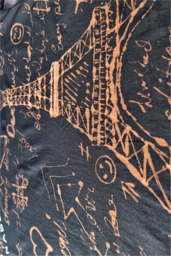 black t-shirt with handmade Paris city inspired graphics all over with bleach