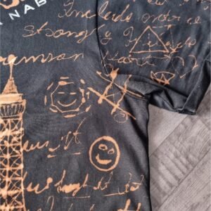 black t-shirt with handmade Paris city inspired graphics all over with bleach