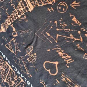 black t-shirt with handmade Paris city inspired graphics all over with bleach