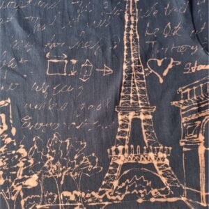 black t-shirt with handmade Paris city inspired graphics all over with bleach