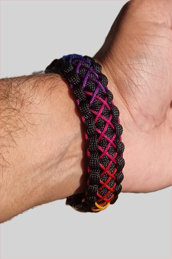 Egyptian mythology buckle paracord bracelet with rainbow effect