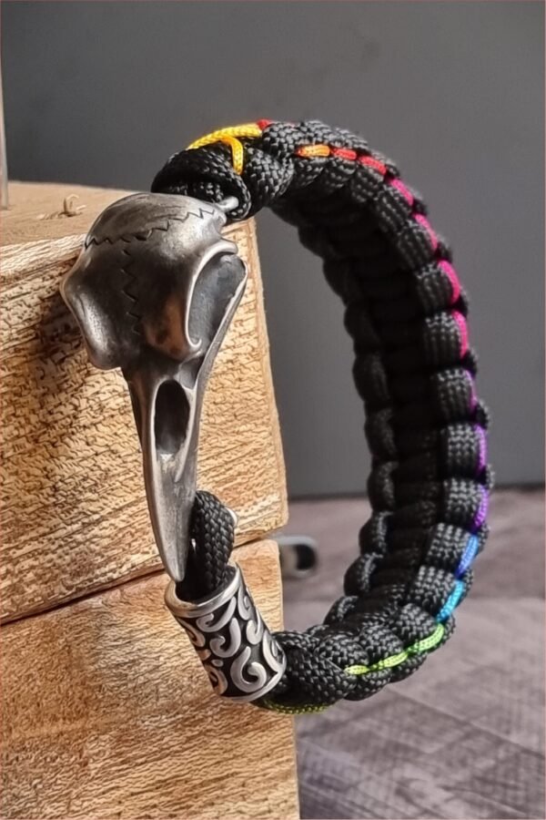 Egyptian mythology buckle paracord bracelet with rainbow effect