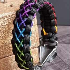 Egyptian mythology buckle paracord bracelet with rainbow effect