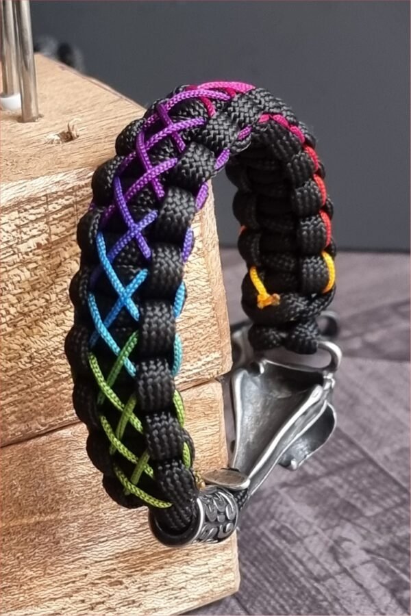 Egyptian mythology buckle paracord bracelet with rainbow effect