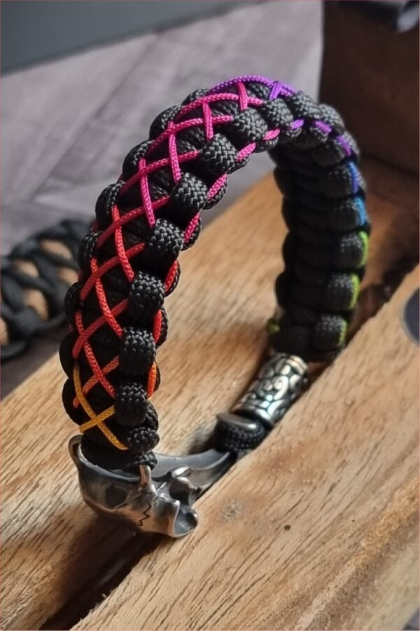 Egyptian mythology buckle paracord bracelet with rainbow effect