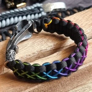 Egyptian mythology buckle paracord bracelet with rainbow effect