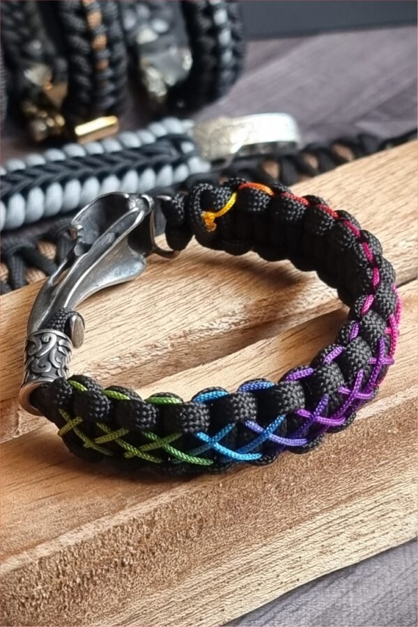 Egyptian mythology buckle paracord bracelet with rainbow effect