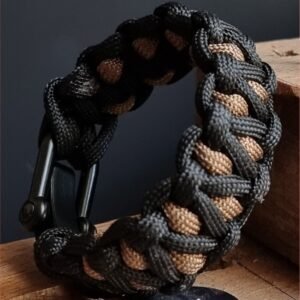 custom handmade paracord bracelet in black and gold paracord