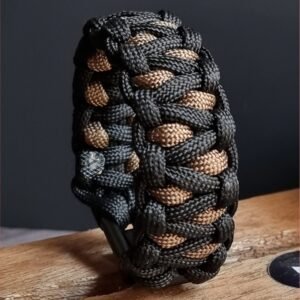 custom handmade paracord bracelet in black and gold paracord