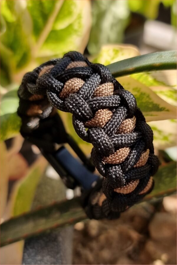 custom handmade paracord bracelet in black and gold paracord