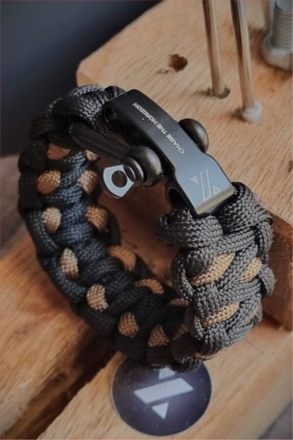 custom handmade paracord bracelet in black and gold paracord