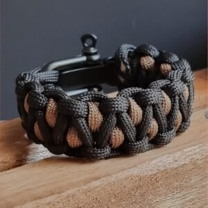 custom handmade paracord bracelet in black and gold paracord