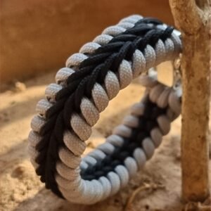 tribal buckle paracord bracelet handmade with silver and black paracord