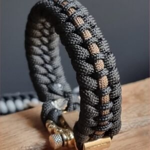 tribal buckle paracord bracelet handmade with gold, silver and black paracord