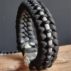 tribal buckle paracord bracelet handmade with gold, silver and black paracord