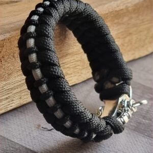 tribal buckle paracord bracelet handmade with gold, silver and black paracord