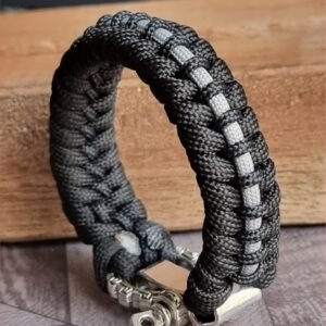 tribal buckle paracord bracelet handmade with gold, silver and black paracord