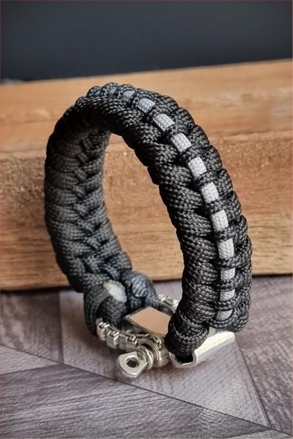 tribal buckle paracord bracelet handmade with gold, silver and black paracord