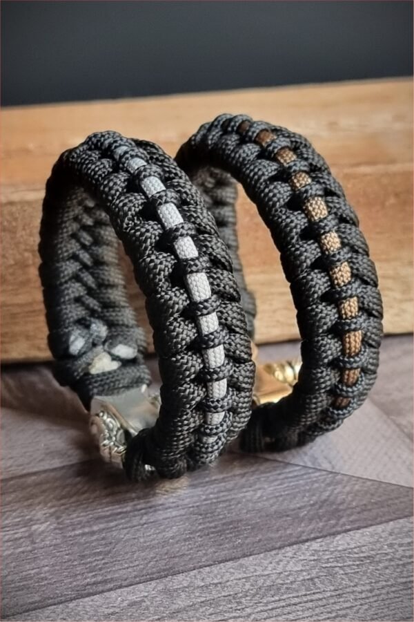 tribal buckle paracord bracelet handmade with gold, silver and black paracord