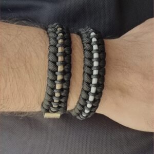 tribal buckle paracord bracelet handmade with gold, silver and black paracord