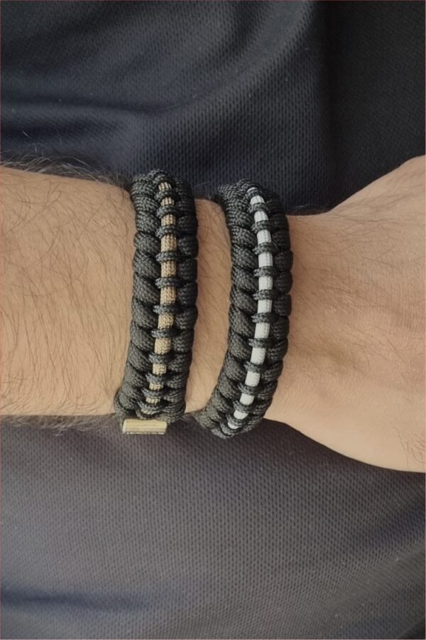 tribal buckle paracord bracelet handmade with gold, silver and black paracord