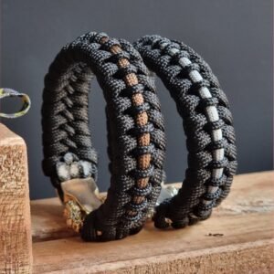 tribal buckle paracord bracelet handmade with gold, silver and black paracord