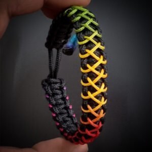 handmade mini paracord bracelet made with 2mm black paracord and multiple 1 mm paracords i adjustable design