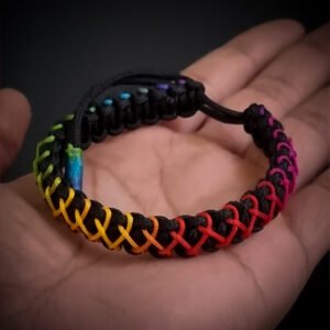 handmade mini paracord bracelet made with 2mm black paracord and multiple 1 mm paracords i adjustable design
