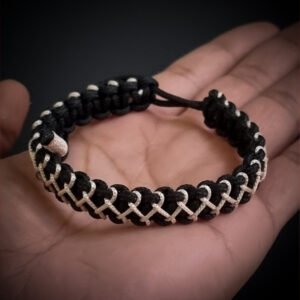 handmade mini paracord bracelet made with 2mm black paracord and multiple 1 mm paracords i adjustable design