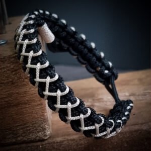 handmade mini paracord bracelet made with 2mm black paracord and multiple 1 mm paracords i adjustable design