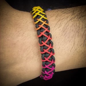 handmade mini paracord bracelet made with 2mm black paracord and multiple 1 mm paracords i adjustable design
