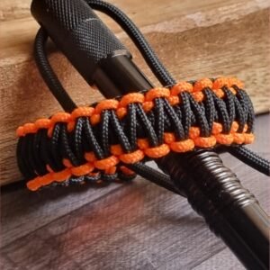 orange and black handmade 2mm paracord tactical bracelet with shackle buckle design