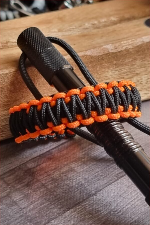 orange and black handmade 2mm paracord tactical bracelet with shackle buckle design