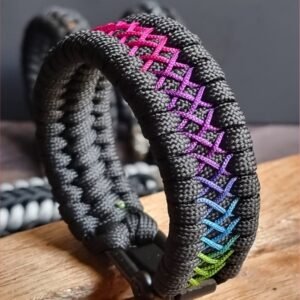 shackle buckle paracord bracelet with rainbow effect