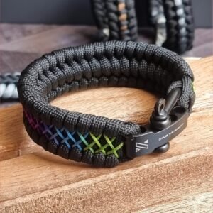 shackle buckle paracord bracelet with rainbow effect