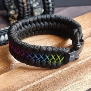 shackle buckle paracord bracelet with rainbow effect