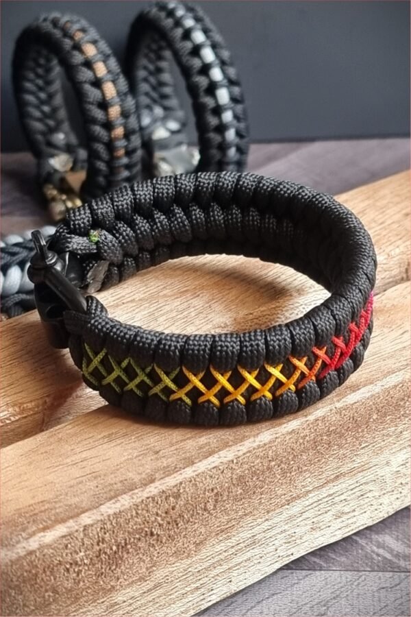 shackle buckle paracord bracelet with rainbow effect