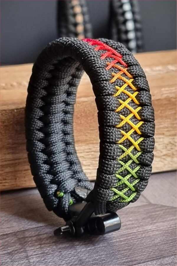 shackle buckle paracord bracelet with rainbow effect