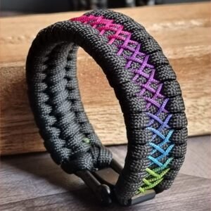 shackle buckle paracord bracelet with rainbow effect