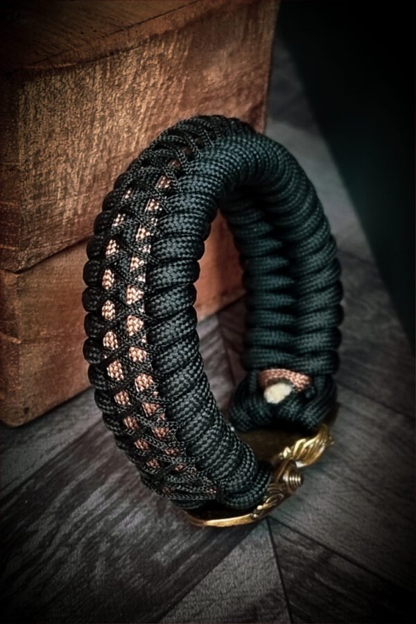 handmade Vikings wolf buckle paracord bracelet with gold line