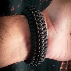 handmade Vikings wolf buckle paracord bracelet with gold line