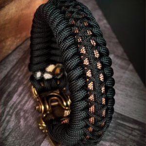 handmade Vikings wolf buckle paracord bracelet with gold line