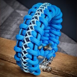Handmade paracord bracelet with sky blue 4mm paracord with adjustable tribal Egyptian shackle buckle