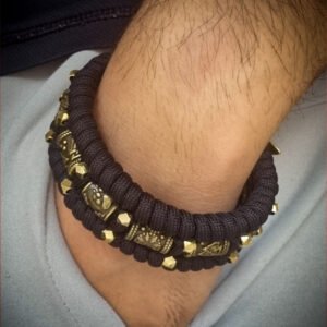 handmade Vikings wolf buckle paracord bracelet with extra brass beads and small beads