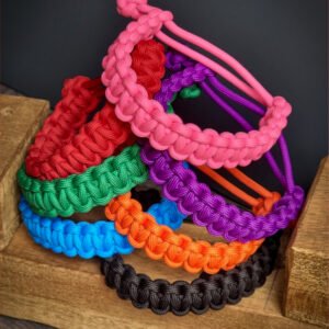 handmade stitched adjustable paracord bracelet which resembles Tom Hardy's paracord bracelet from the movie Mad Max Fury Road