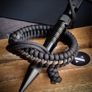 handmade adjustable paracord bracelet with black and golden paracord