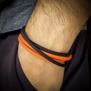 handmade paracord bracelet with orange and black 4mm 550 paracord