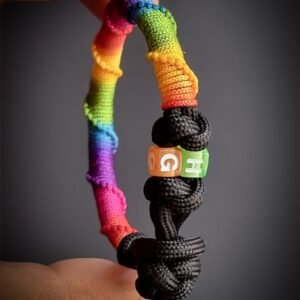 Premium Handmade unisex paracord bracelet with custom name initials in rainbow color