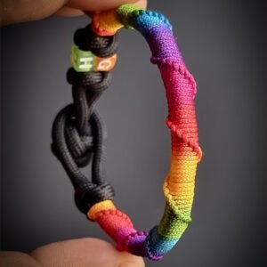 Premium Handmade unisex paracord bracelet with custom name initials in rainbow color